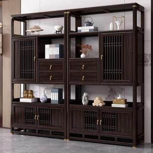 新中式博古架豪华家具收纳多宝格实木多层家具家用展示柜隔断简约