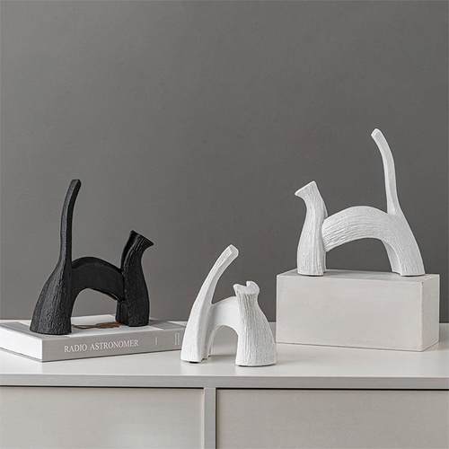 现代北欧抽象小猫摆件软装样板间售楼部儿童房动物家居装饰品配搭