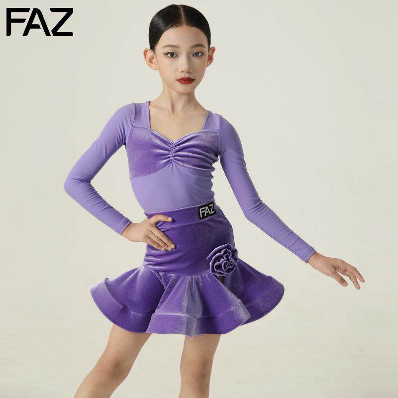 FAZ儿童秋冬新款拉丁舞蹈练习表演舞服少儿网红练功训练演出服装