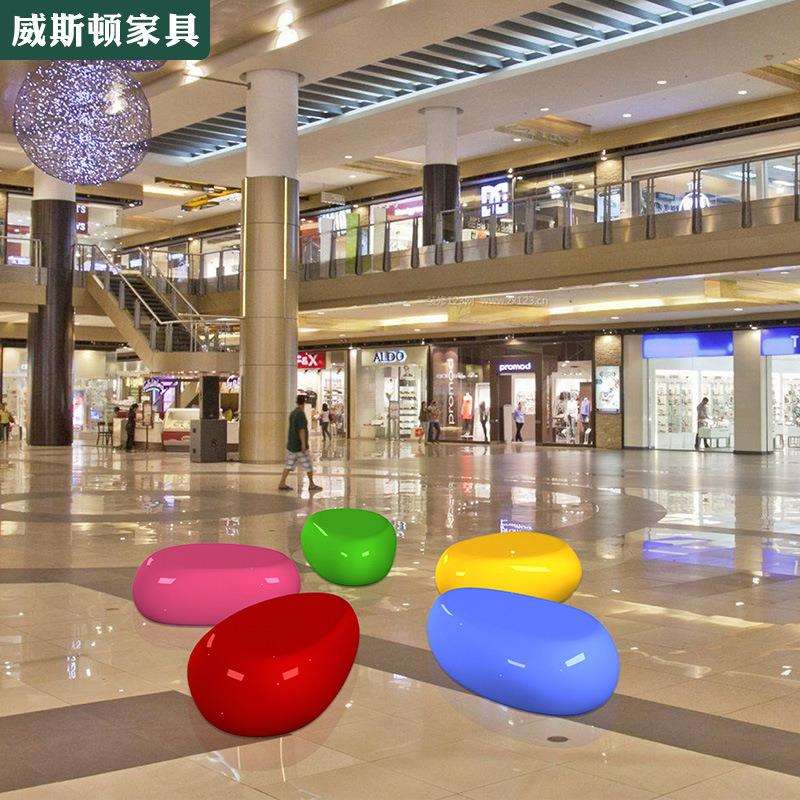 玻璃钢彩绘鹅卵石坐凳户外水滴座椅幼儿园卡通椅子创意商场休闲椅