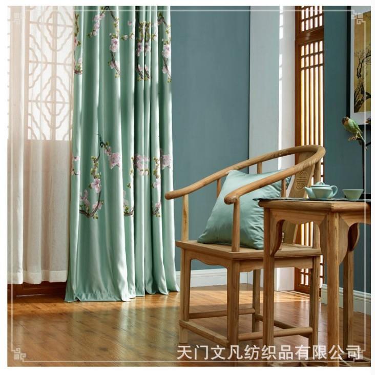 高端缎面刺绣新中式古典别墅卧室婚房喜上眉梢设计师款样板房窗帘