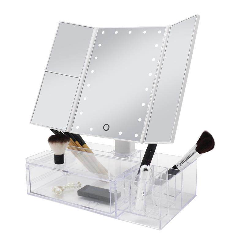 Aldi超市热卖LED三折化妆镜建源达高品质大批量美妆日化收纳台镜