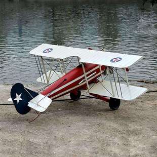 复古双翼滑翔机模型家居软装饰摆设大型二战飞机摆件摄影道具