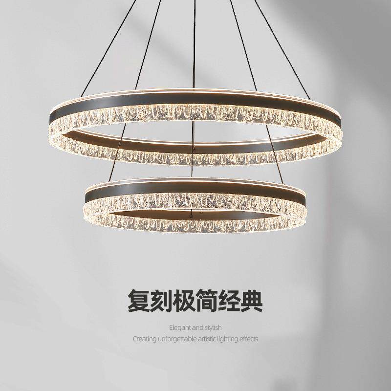 极简客厅吊灯意式现代高级感复式大厅楼梯灯具餐厅卧室环形主灯饰