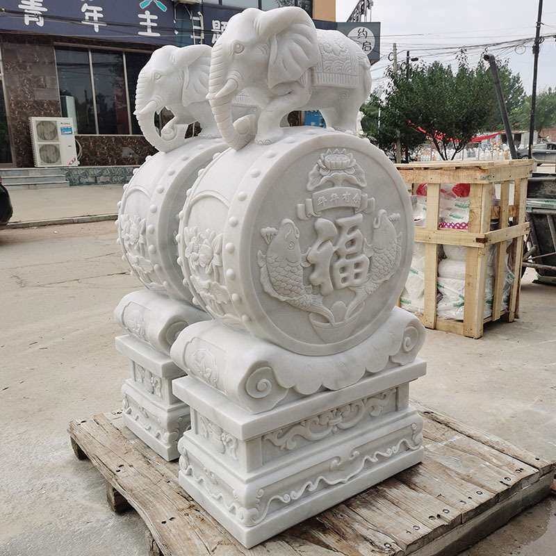 石雕门墩一对 汉白玉门墩 石鼓新中式庭院门口装饰摆件仿古抱鼓石