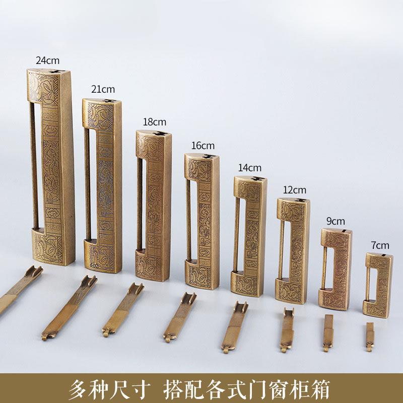 仿古老铜锁纯铜中式通开挂锁老式小锁迷你木箱子柜门古代复古锁头