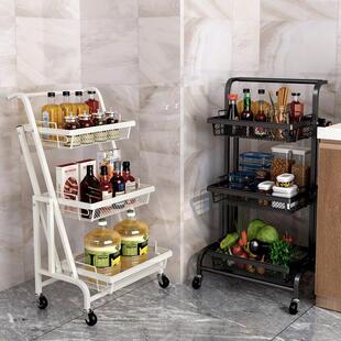 厨房落地式手推车置物架可移动伸展蔬果收纳篮客厅卧室多功能架子