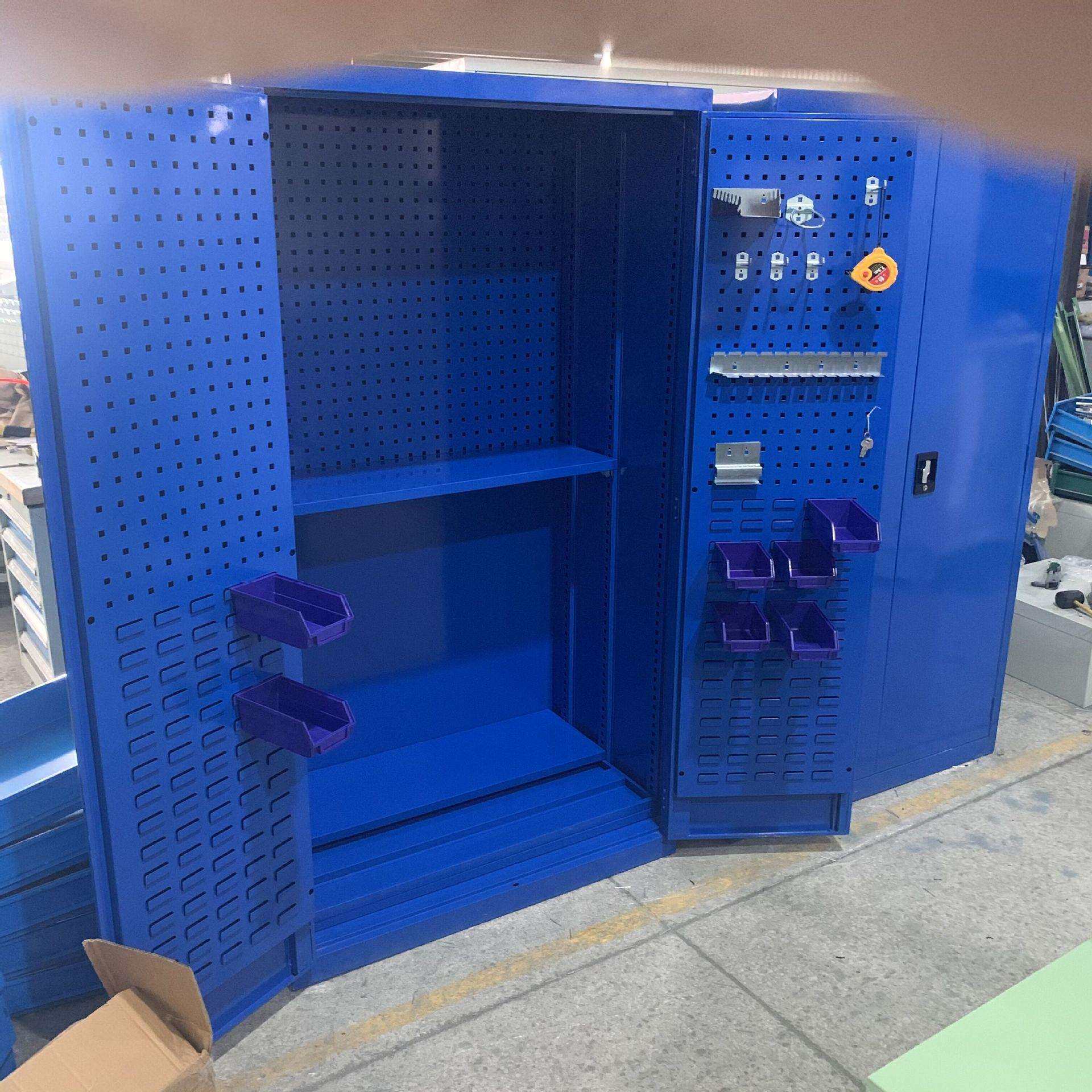 双开门置物柜带方孔百叶工具机械储物柜分类工具螺丝收纳柜