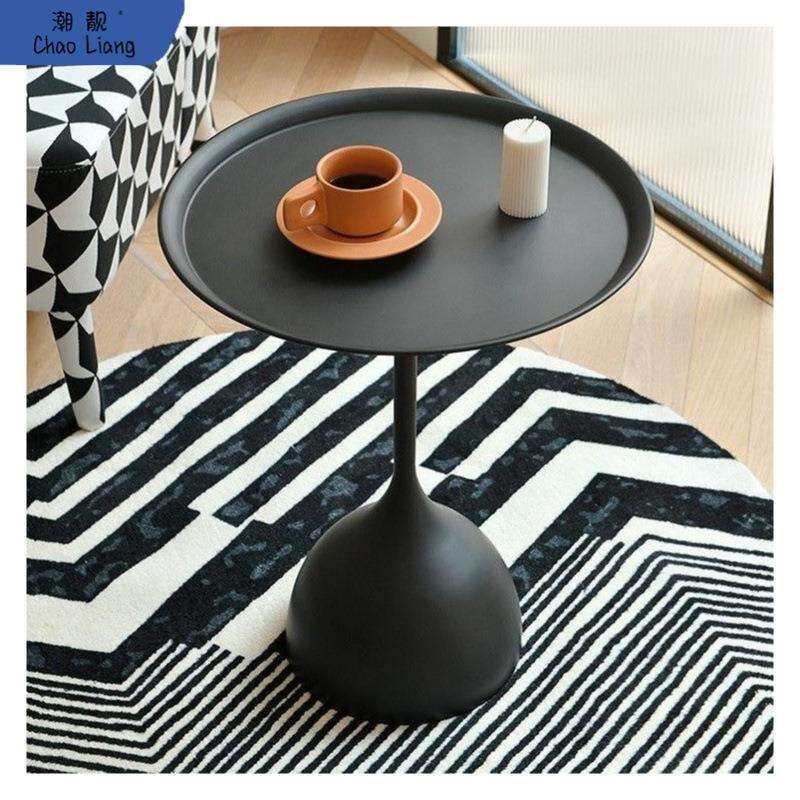 #沙发边几极简轻奢小茶几黑色迷你现代简约创意小尺寸圆形客包邮