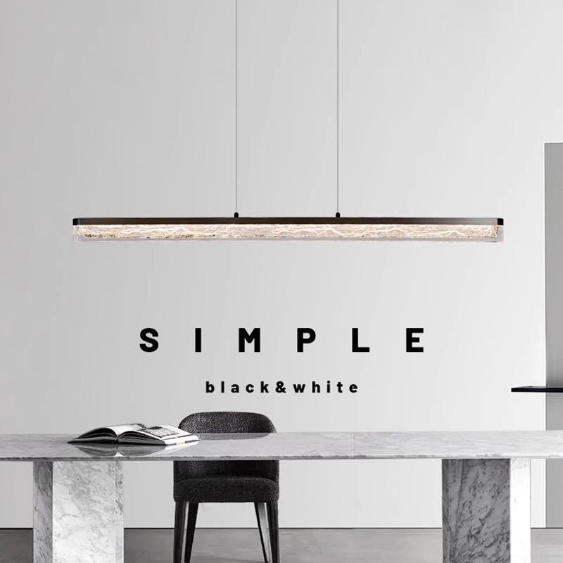 意式极简餐厅吊灯现代简约吧台创意全铜餐桌设计师高端一字长条灯