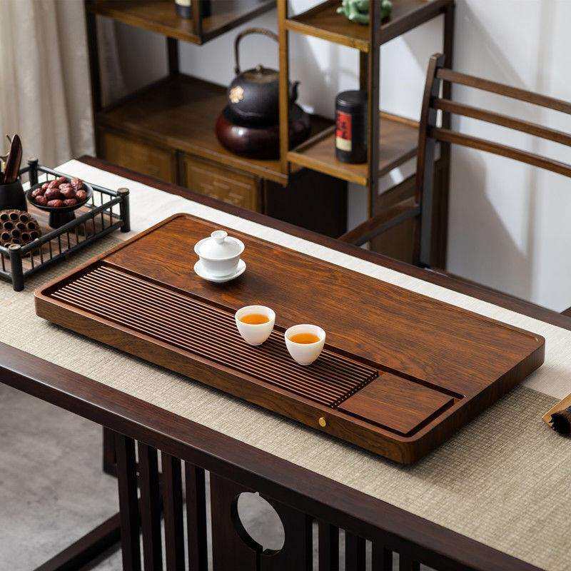 整块茶盘家用实木办公室排水小型干泡茶台茶海简易功夫泡茶台