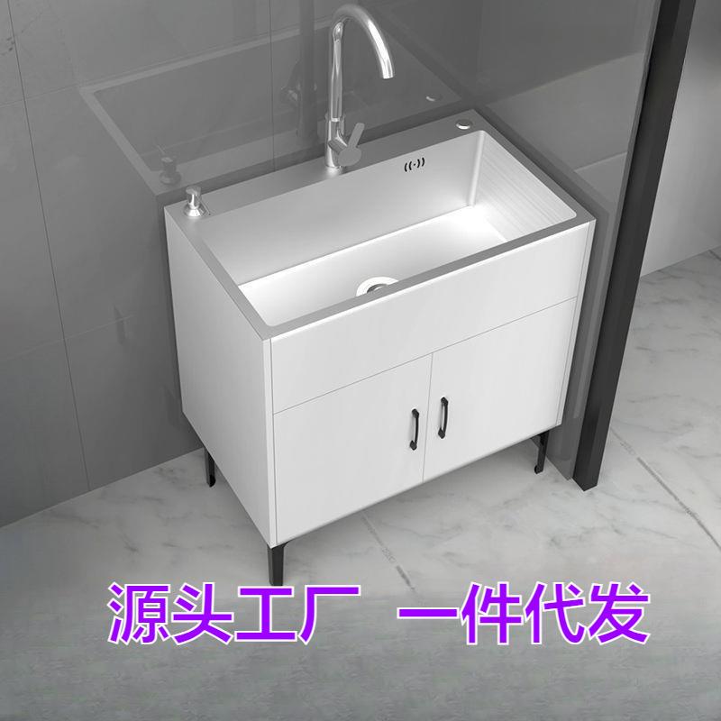 家用商用厨房不锈钢竹香板槽柜出租房单双槽洗碗洗菜池简易大水槽