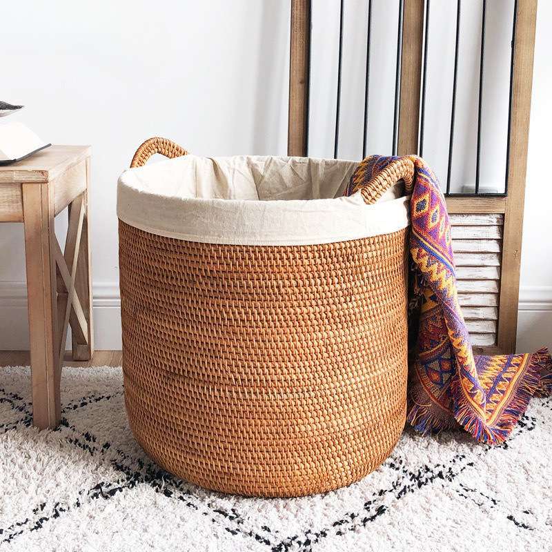 N7Q越南藤编脏衣篓衣服收纳筐篮家用卫生间洗衣篮装放玩具编织收