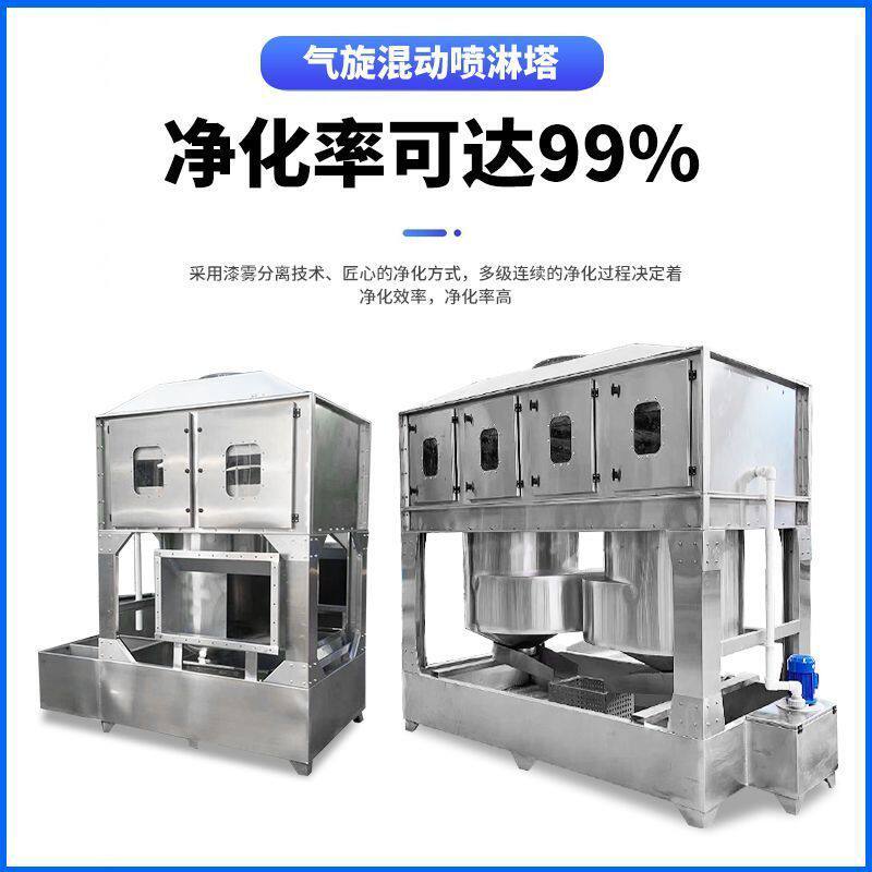 不锈钢气旋喷淋塔净化降烟除尘环保方形旋流混动催化燃烧废气处理图片
