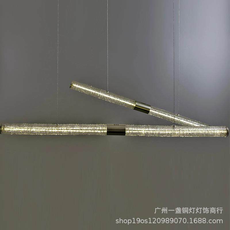 现代轻奢餐厅灯北欧设计款书房吧台售楼处长条树脂办公展厅吊灯