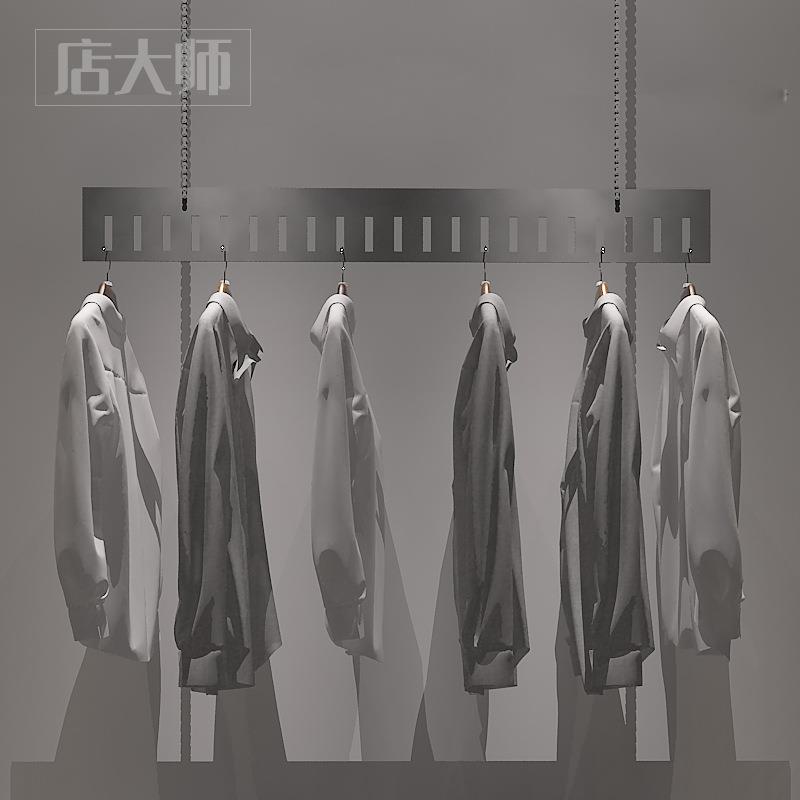 服装店吊架展示架铁艺陈列货架链条吊顶挂衣服架子地柜悬挂侧挂架