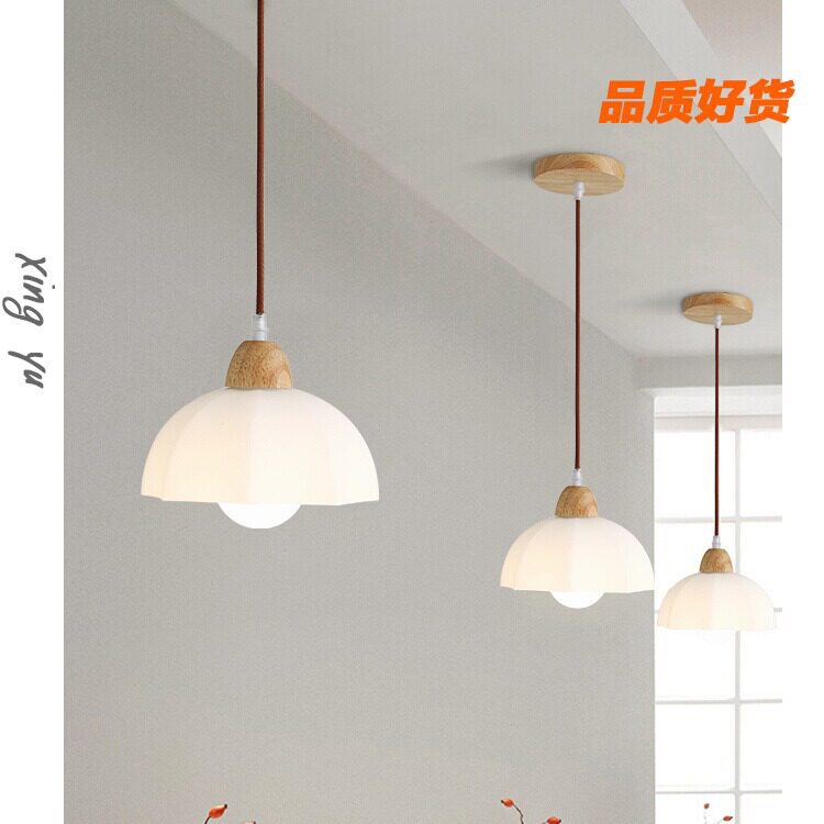 广东中山实木艺餐厅酒吧台日式北欧现代简约玄关单头玻璃小吊灯具
