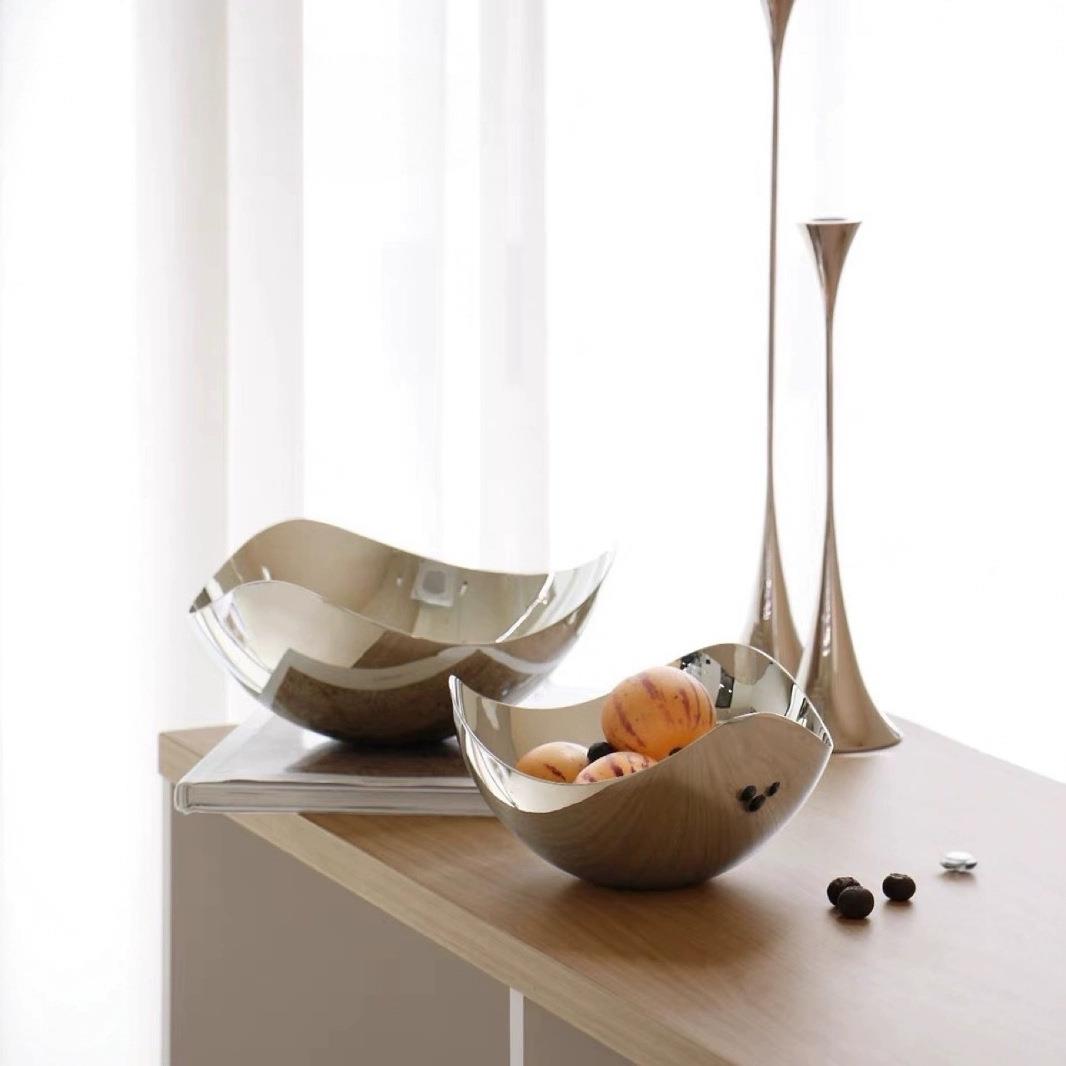 北欧轻奢不锈钢高档轻奢水果盘果盘家用客厅茶几乔迁新居装饰摆件