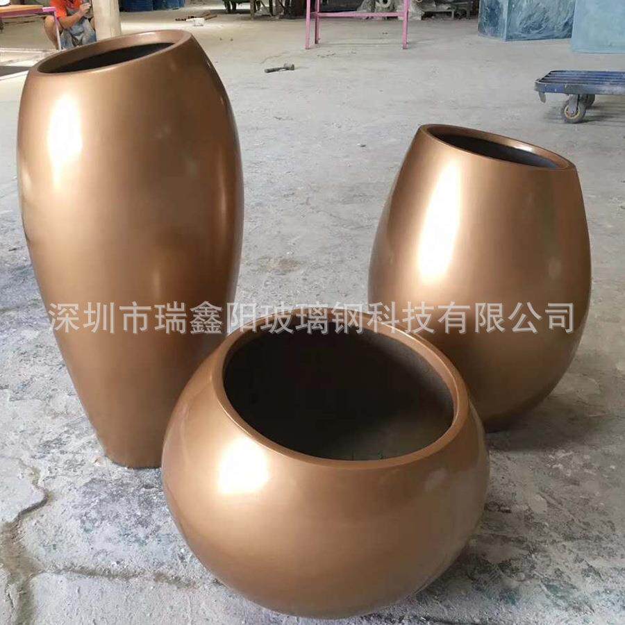 户外玻璃钢圆形花盆广场室内商场步行街异形花缸落地椭圆组合花器