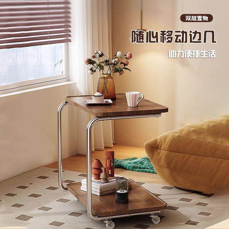 边桌茶几移动客厅沙发几角滑轮迷你茶桌简约现代卧室床头带轮家用
