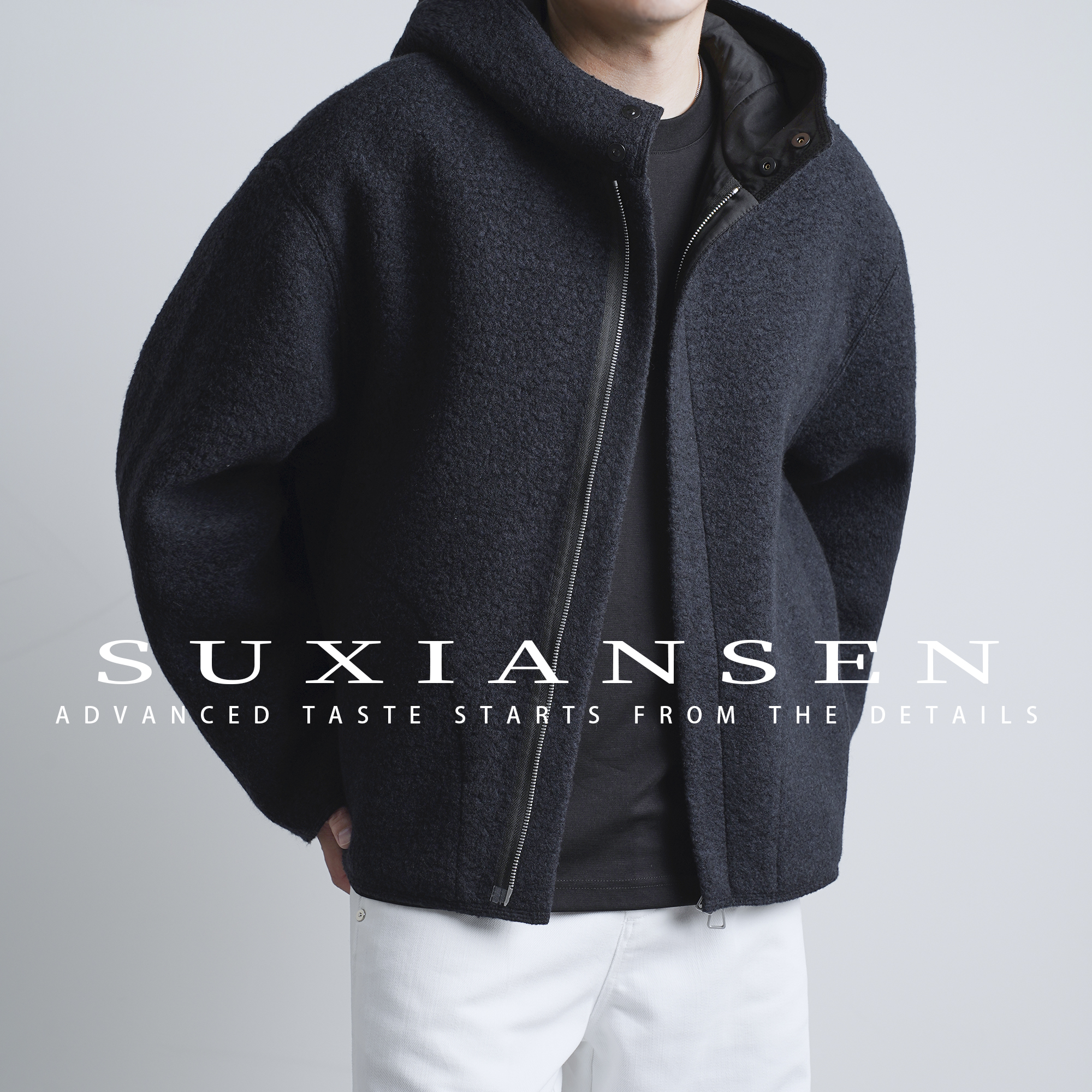 【大头叔叔】2025冬凛冬系列重磅双面绵羊毛羊呢连帽外套DDW5308