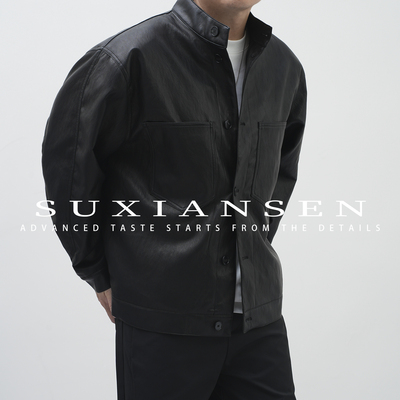 【大头叔叔】秋季立领美式机车设计感时尚皮夹克DDW7811