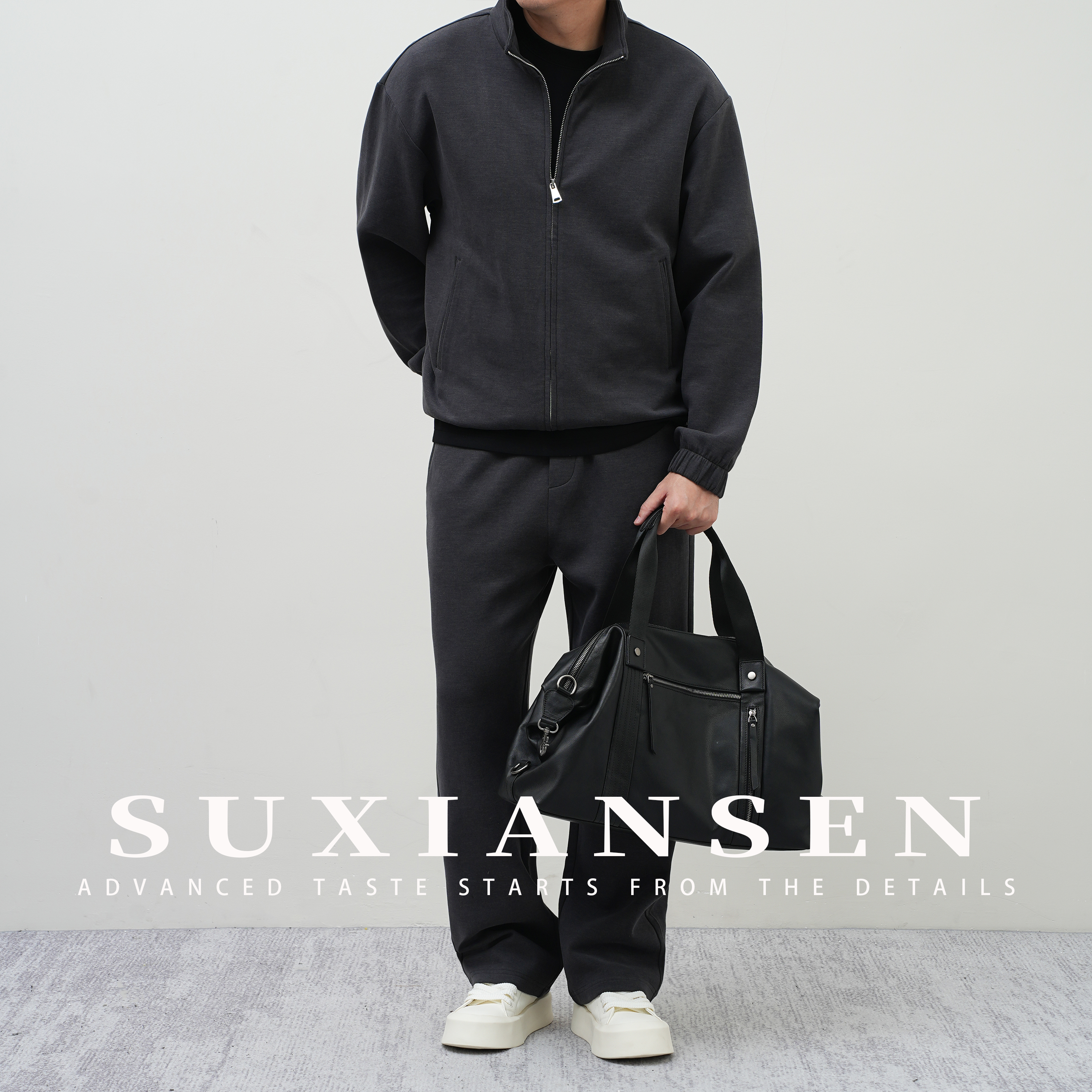 【大头叔叔】杰N亚元素轻奢点缀双面羊毛混直筒垂感休闲裤DDK7156