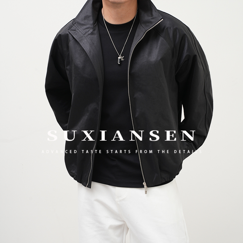 【大头叔叔】秋季新款哈灵顿高质感痞帅立领双拉链夹克DDW0606