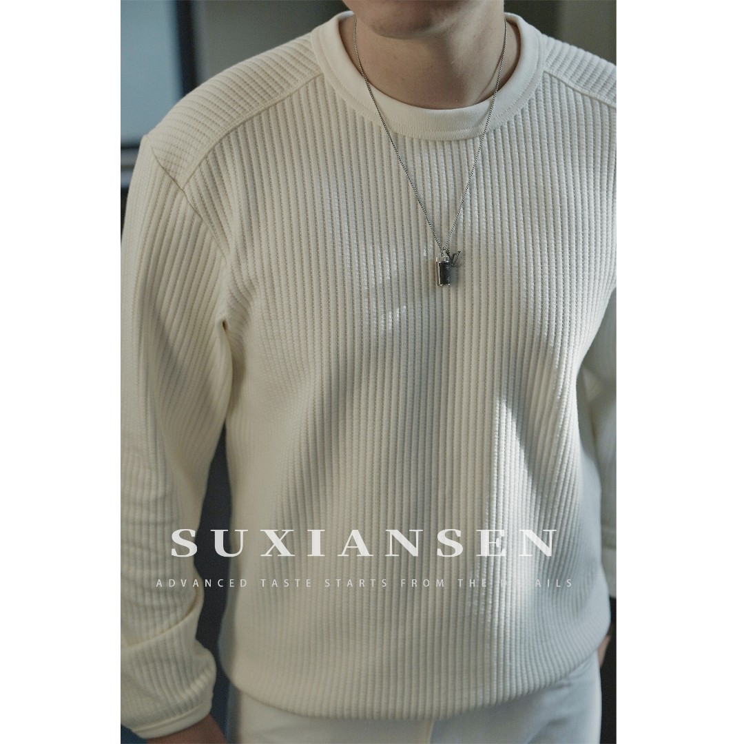 【大头叔叔】秋季圆领老钱风纯色套头宽松款毛针织衫DDT7132