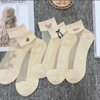 女士水晶丝袜春夏季薄款蕾丝花边