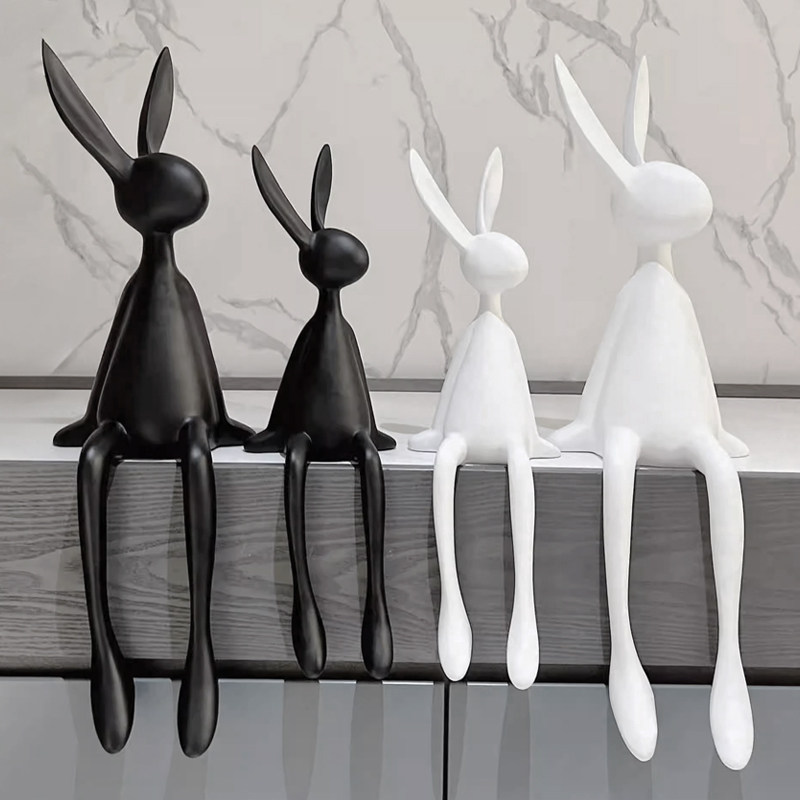 北欧创意坐姿长耳兔子树脂摆饰桌面客厅玄关电视柜装饰摆设样板间,家居饰品,桌面摆件,淘宝优惠券,粉丝福利购,淘宝优惠卷