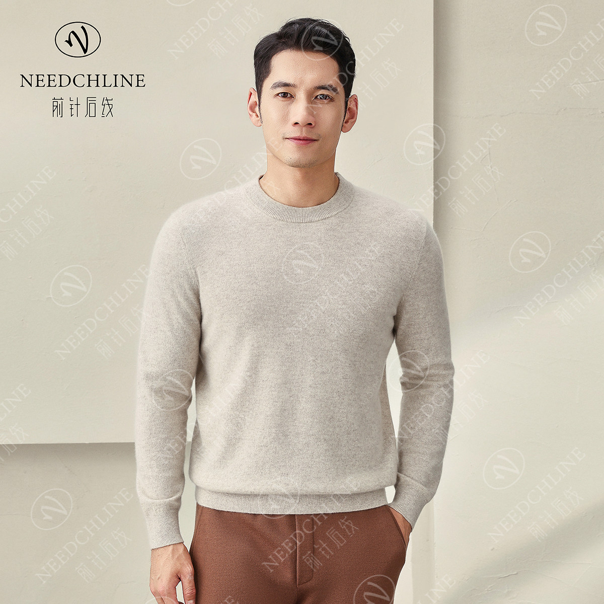前针后线男士纯羊绒衫男款圆领长袖秋冬打底衫保暖半高领套头男装