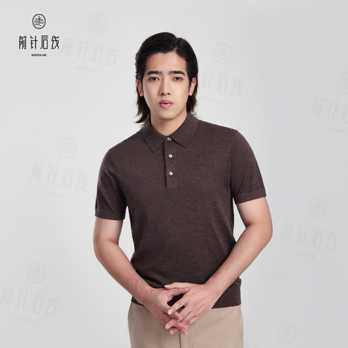 100%纯羊绒polo衫男士秋冬