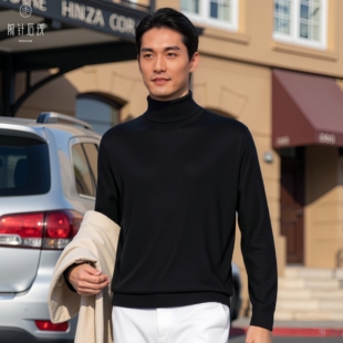 精纺内搭保暖男款 100%纯羊绒男士 厚款 可机洗高领秋冬长袖 羊绒衫