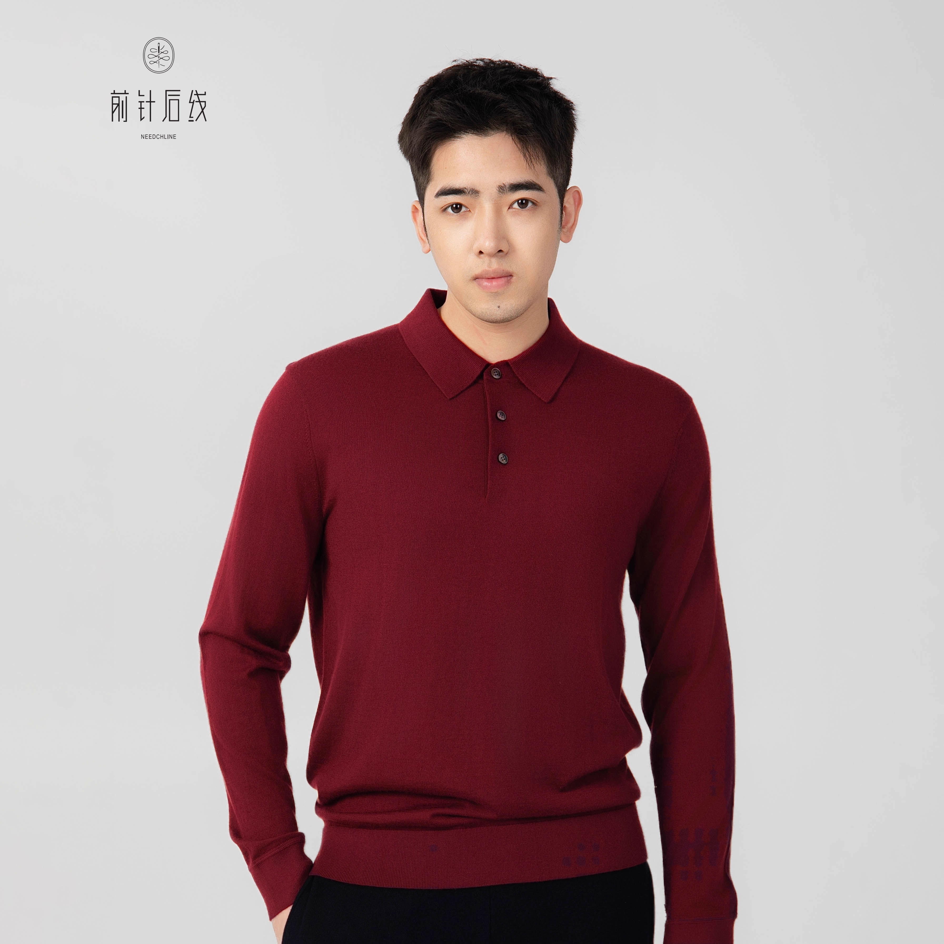 100%纯羊绒polo衫秋冬长袖