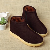 冬季 牛筋底雪地靴传统老人防滑棉鞋 办公室棉鞋 男女加厚居家保暖鞋