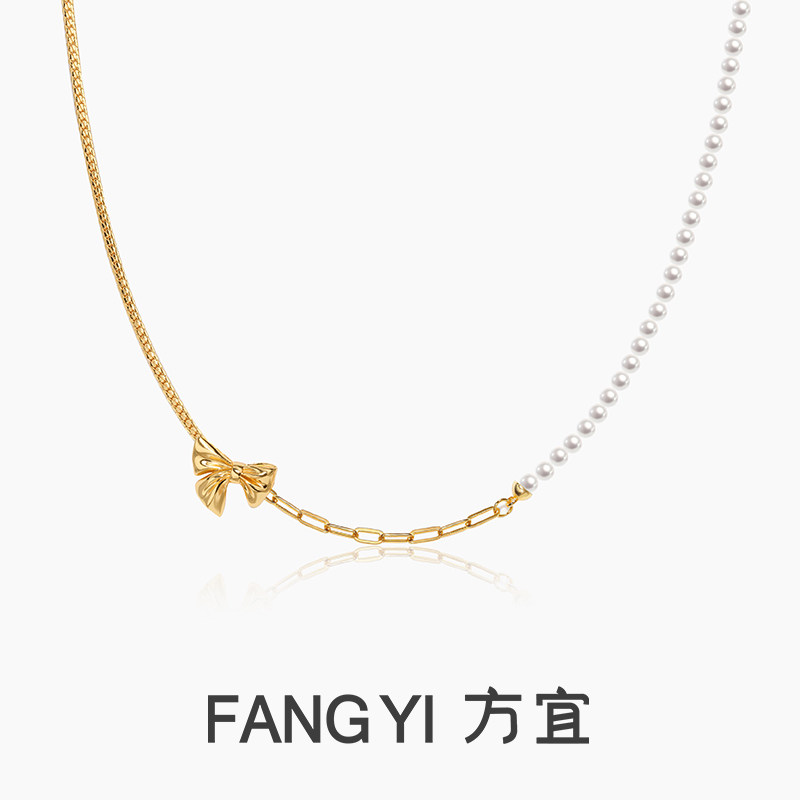 方宜FANGYI 【新品】时光之结丝绸蝴蝶结休闲温柔气质项链锁骨链