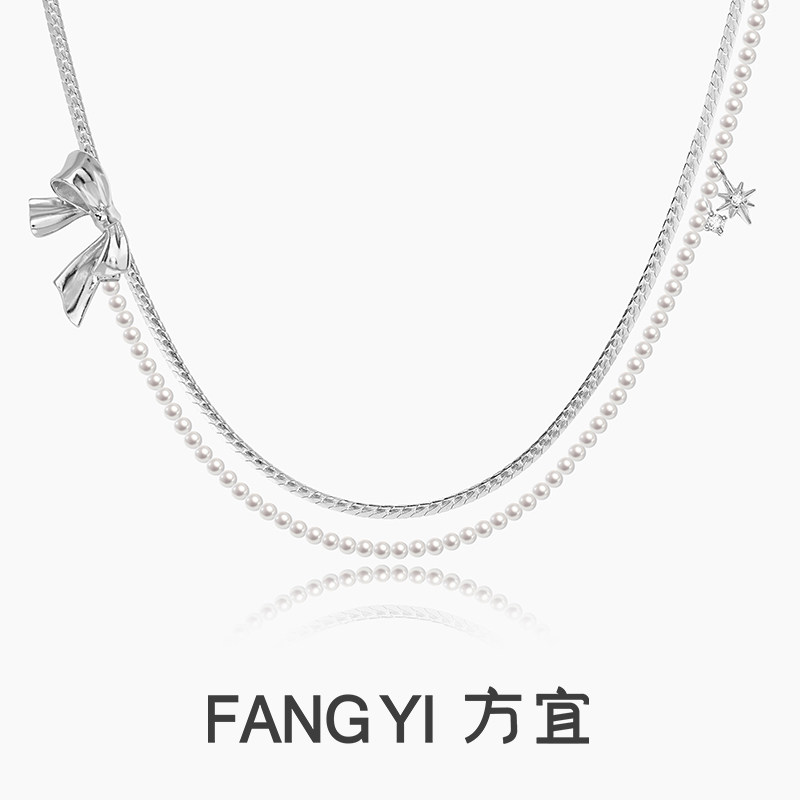 方宜FANGYI【新品】时光之结丝带蝴蝶结设计感百搭氛围项链锁骨链