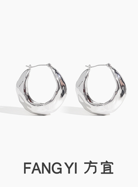 方宜FANG YI圆舞曲时尚不规则纹理小众设计耳圈FY016