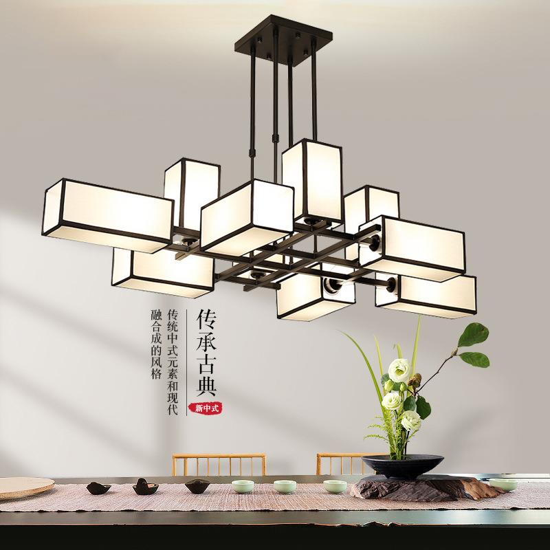 新中式吊灯客厅灯现代简约卧室餐厅灯创意复古酒店复式楼大厅灯具