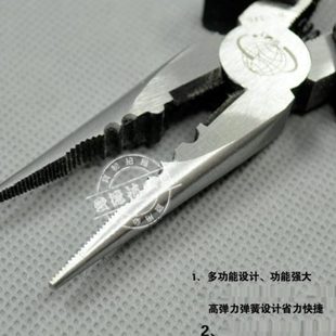 尖嘴钳子尖口钓鱼钳多功能钢丝钳电工接线手钳工具维修工具 日式