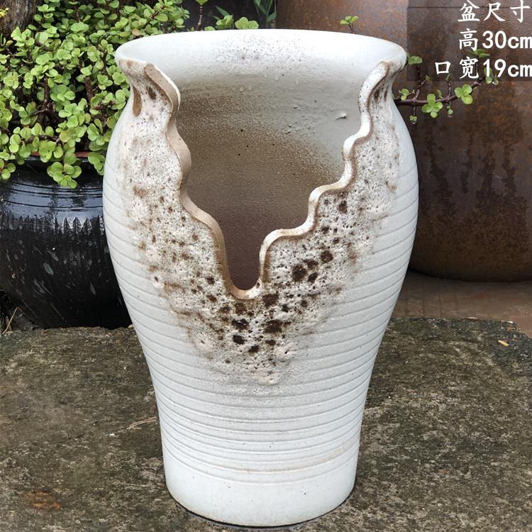 复古切口花盆花卉绿植盆悬崖紫乐多肉老庄盆透气紫砂陶罐法师金小