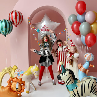Circus马戏团主题动物气球斑马狮子海狮木马儿童生日派对装饰布置