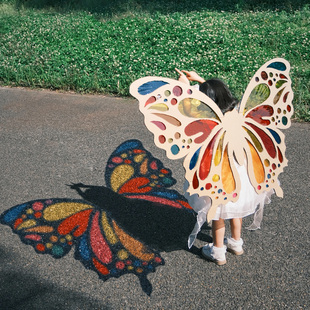 diy光影蝴蝶翅膀材料幼儿园彩色玻璃纸手工纸板七彩透板拍照道具