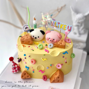 饰品可爱卡通diy摆件 韩系ins风彩色蛋糕插件宠物儿童生日氛围感装
