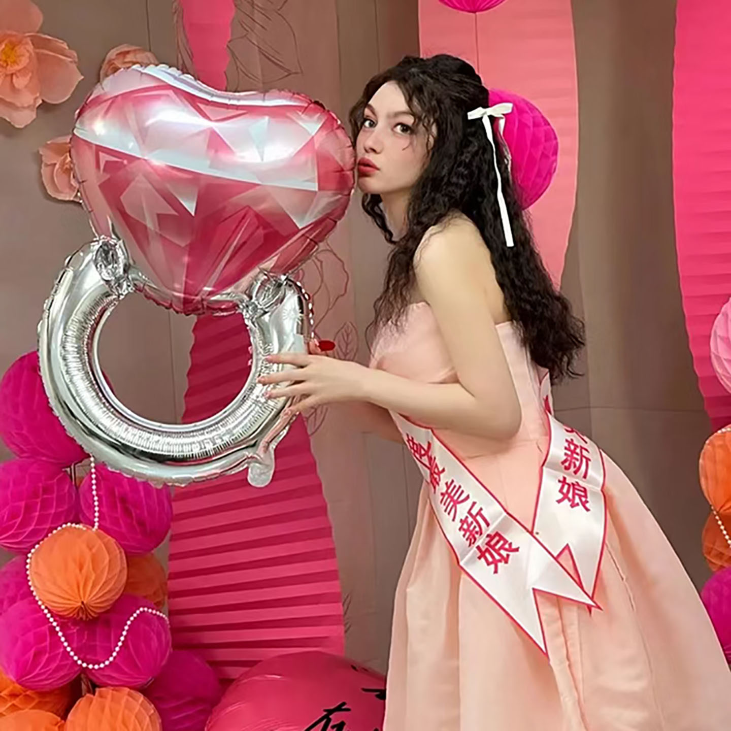 七夕情人节告白I LOVE YOU爱心钻戒气球求婚惊喜表白婚房装饰布置