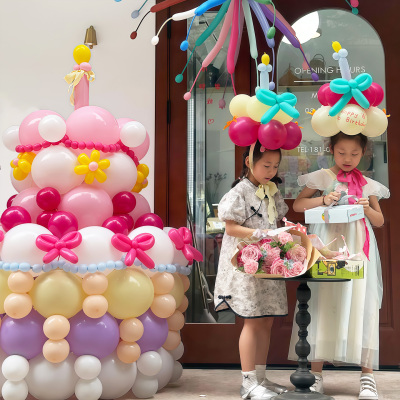 巨型生日蛋糕气球材料包网红生日派对惊喜纪念日装饰布置拍照道具