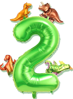 40寸绿色恐龙数字铝膜气球儿童生日氛围拍照道具男孩派对活动布置