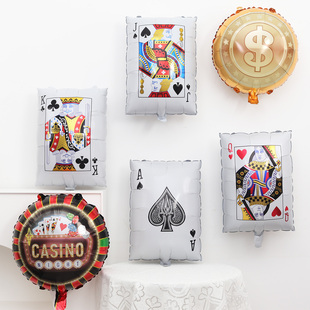 新款扑克牌美元造型铝膜气球桃心梅花酒吧KTV派对氛围感装饰道具