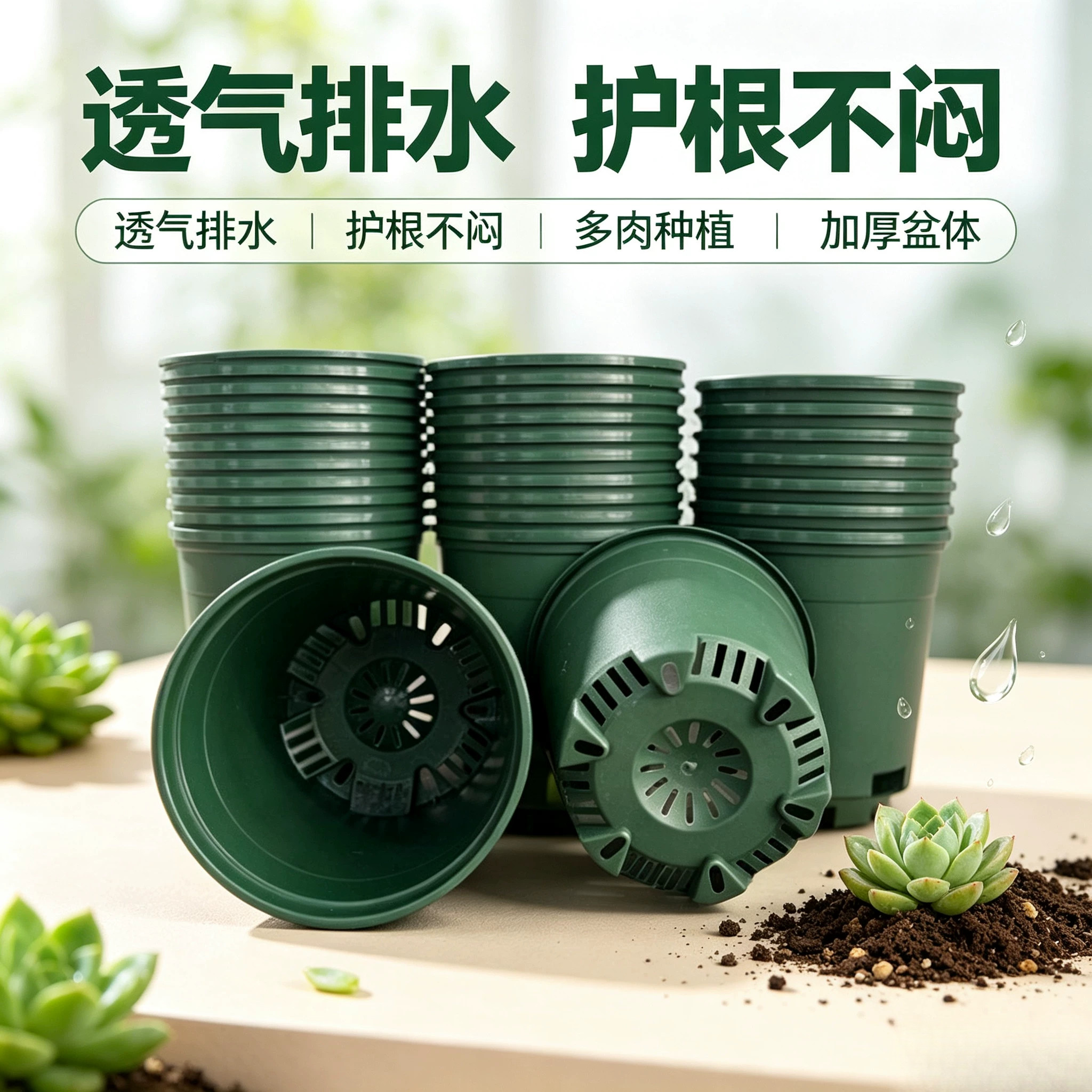 二代透气控根便宜薄小1加仑盆基育苗盆简易塑料圆形